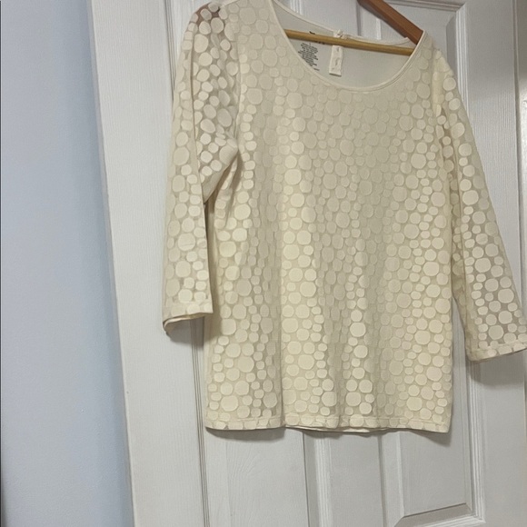 Talbots Cream Textured Dot Blouse - Picture 3 of 5
